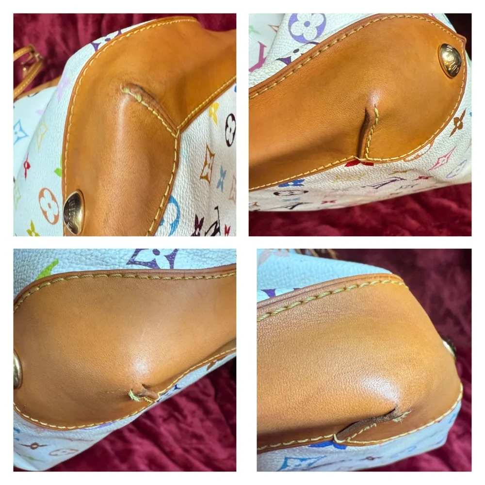 Louis Vuitton White Multicolor Monogram Handbag with Callouts